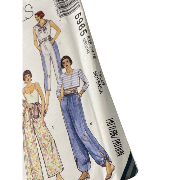 90s McCalls 5965 Misses Novelty Loose Pants Sewing Pattern Size 14 & 16 CUT - Picture 2 of 6